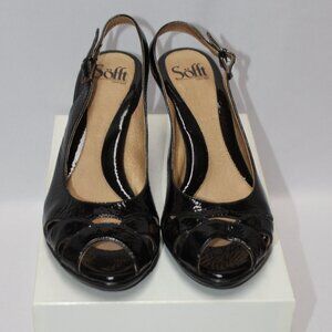 Sofft Women's Peep Toe Black Patent Slingback Heels